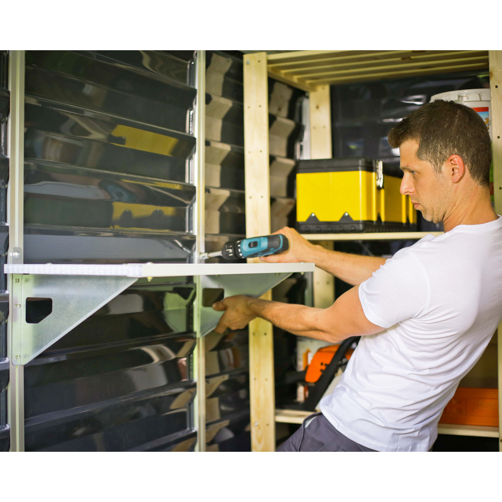 Regalset für Gerätehaus SkyLight und Rubicon silber/weiß 30,5 x 84,7 cm, 3er-Pack