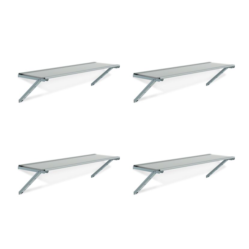 Regalset für Gerätehaus Yukon silber/weiß 35 x 104 cm, 4er-Pack