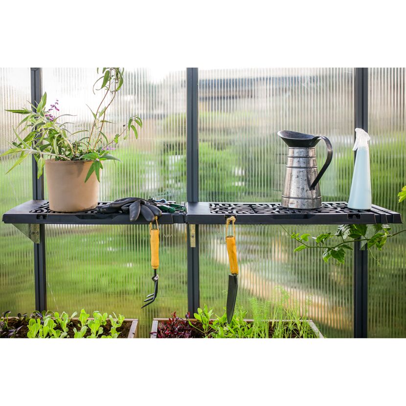 Regalset für Gewächshaus anthrazit 26 x 65 cm Polypropylen, 2er-Pack