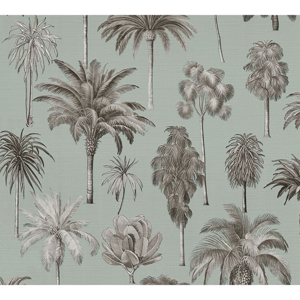 Vliestapete 'Pintwalls 3' Palmen grau 10,05 x 0,53 m