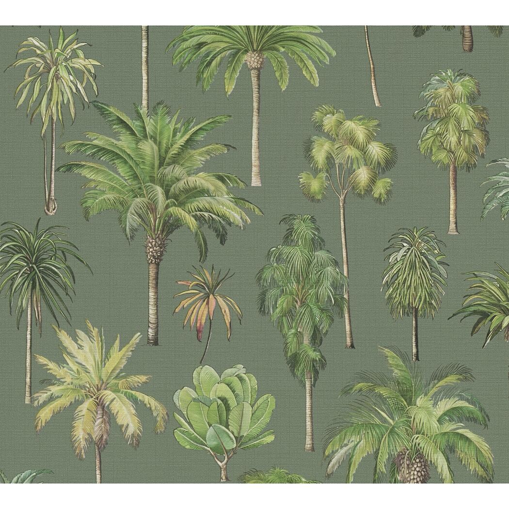 Vliestapete 'Pintwalls 3' Palmen grün 10,05 x 0,53 m