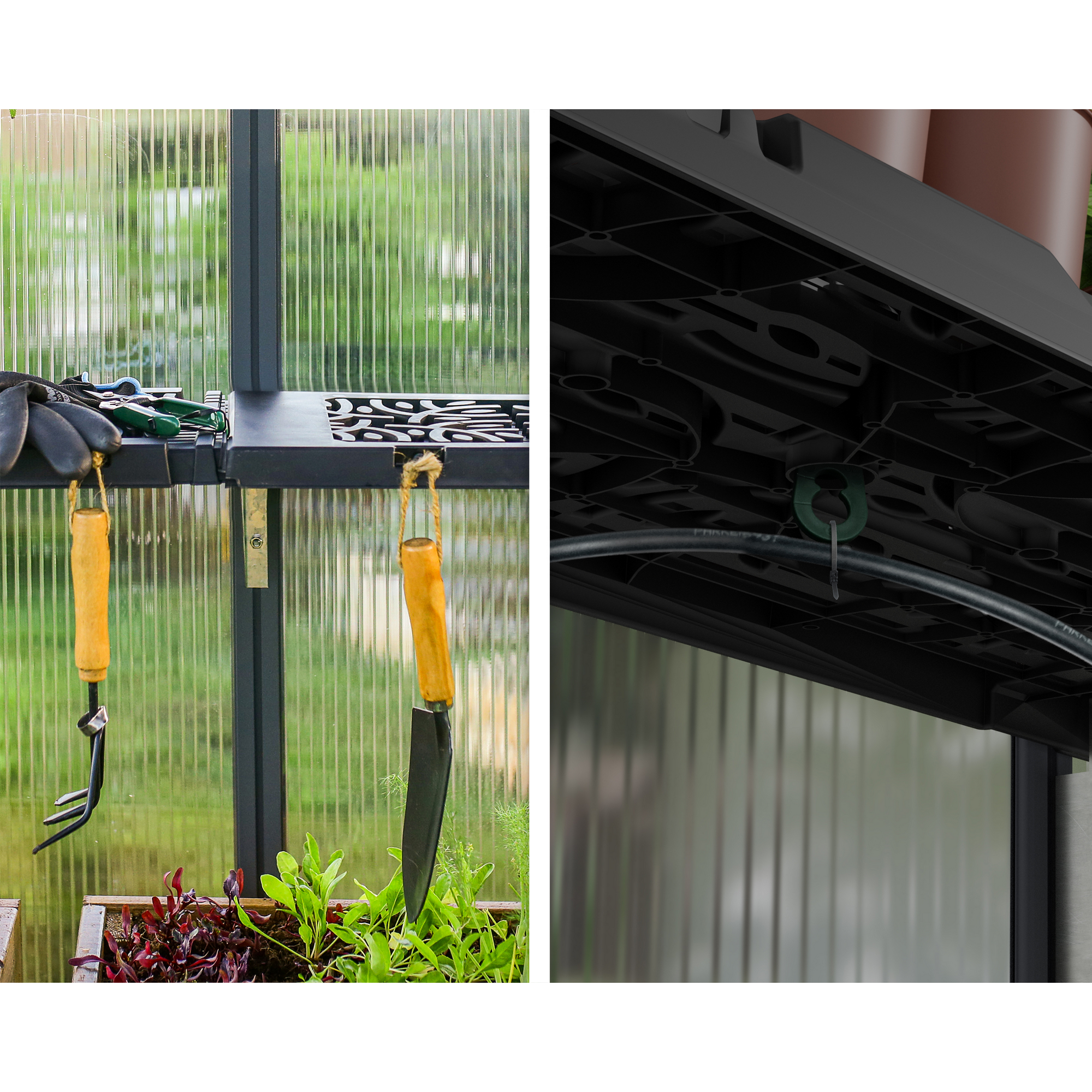 Regalset für Gewächshaus anthrazit 26 x 65 cm Polypropylen, 4er-Pack