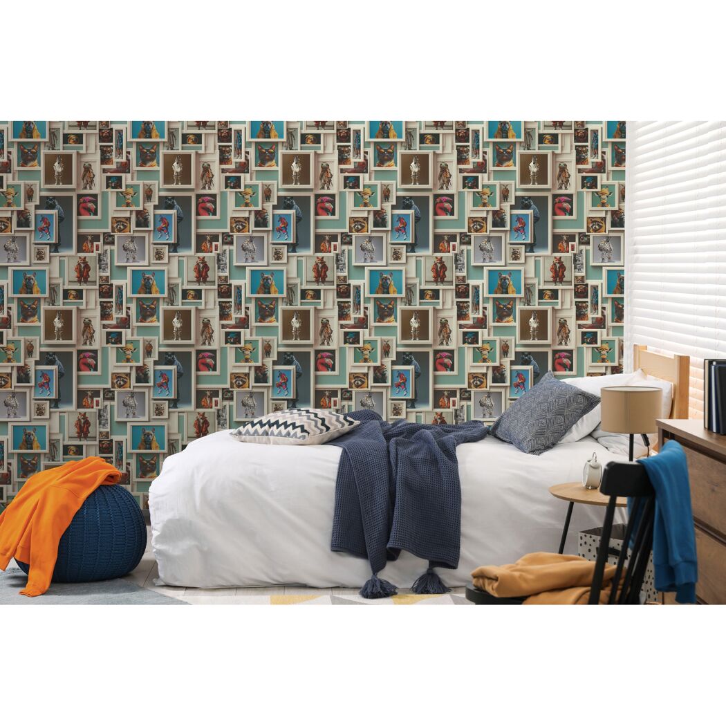 Vliestapete 'Pintwalls 3' Tiere bunt 10,05 x 0,53 m