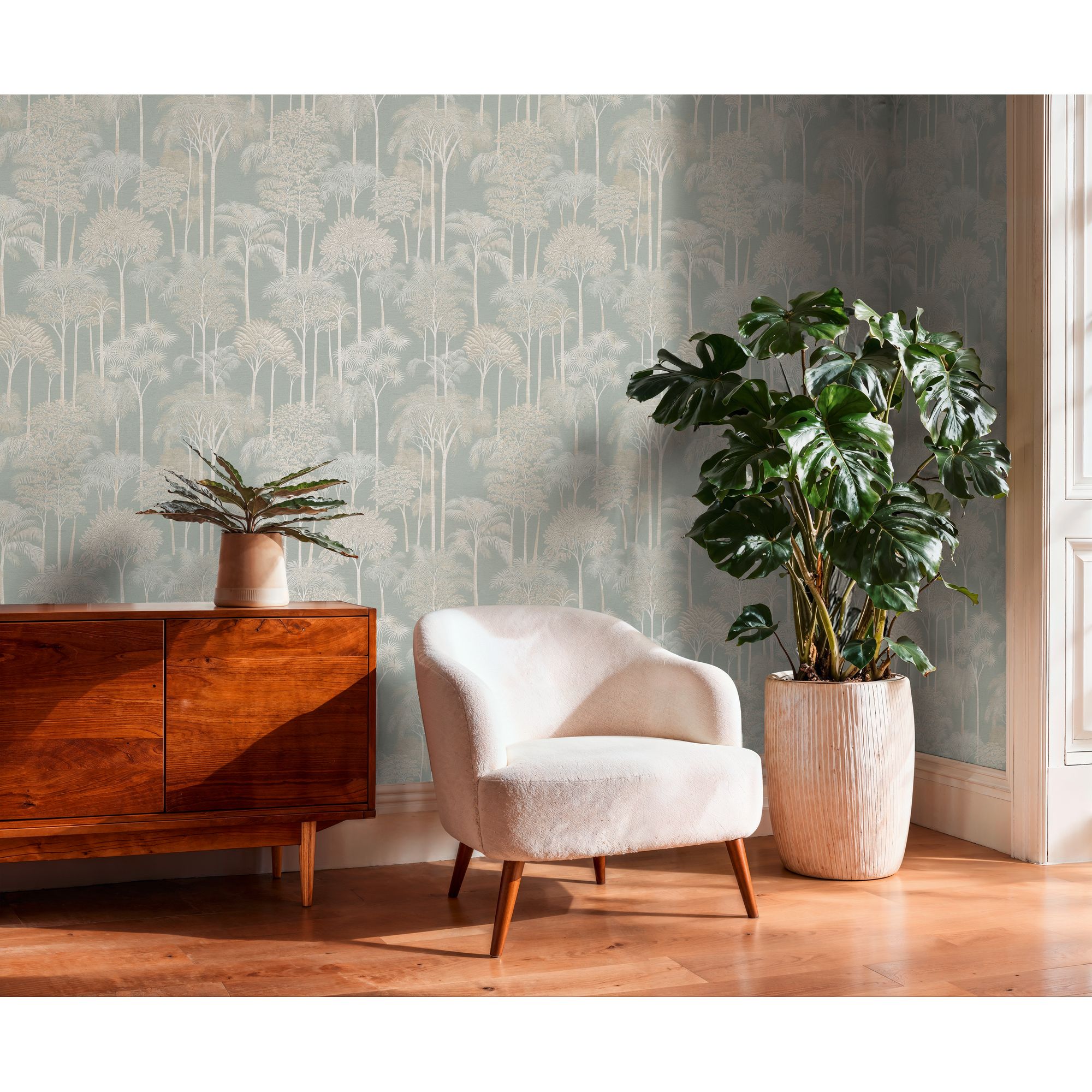 Vliestapete 'Pintwalls 3' Bäume blau 10,05 x 0,53 m