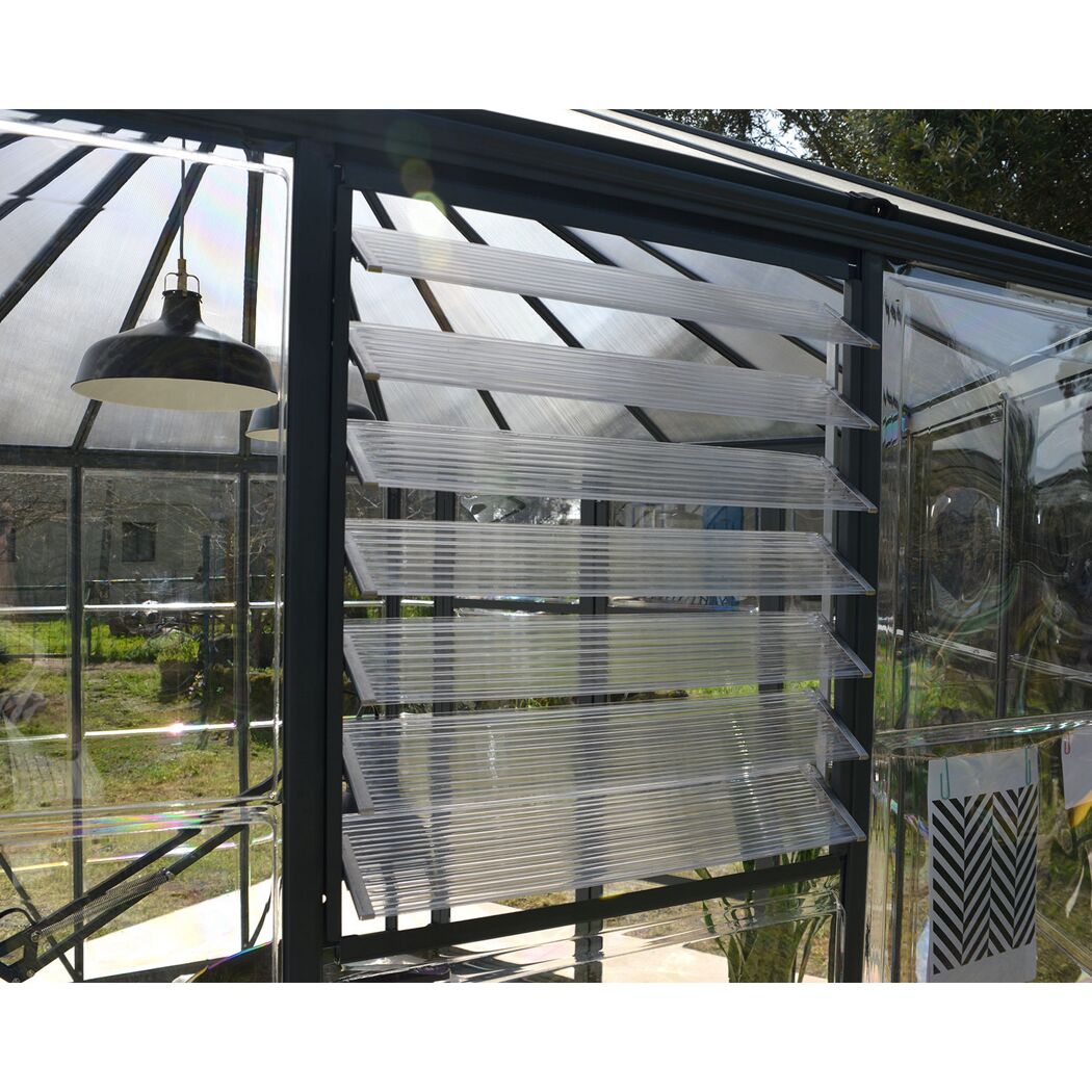 Seitliches Lamellenfenster für Gewächshaus silber 61 x 64 cm Polycarbonat