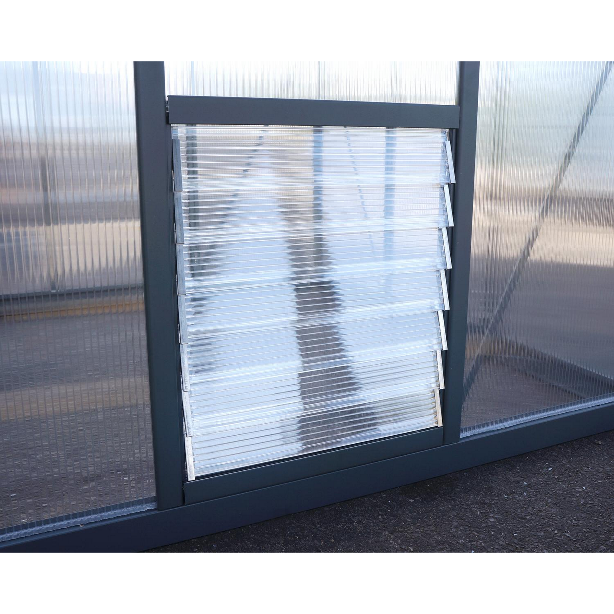 Seitliches Lamellenfenster für Gewächshaus silber 61 x 64 cm Polycarbonat