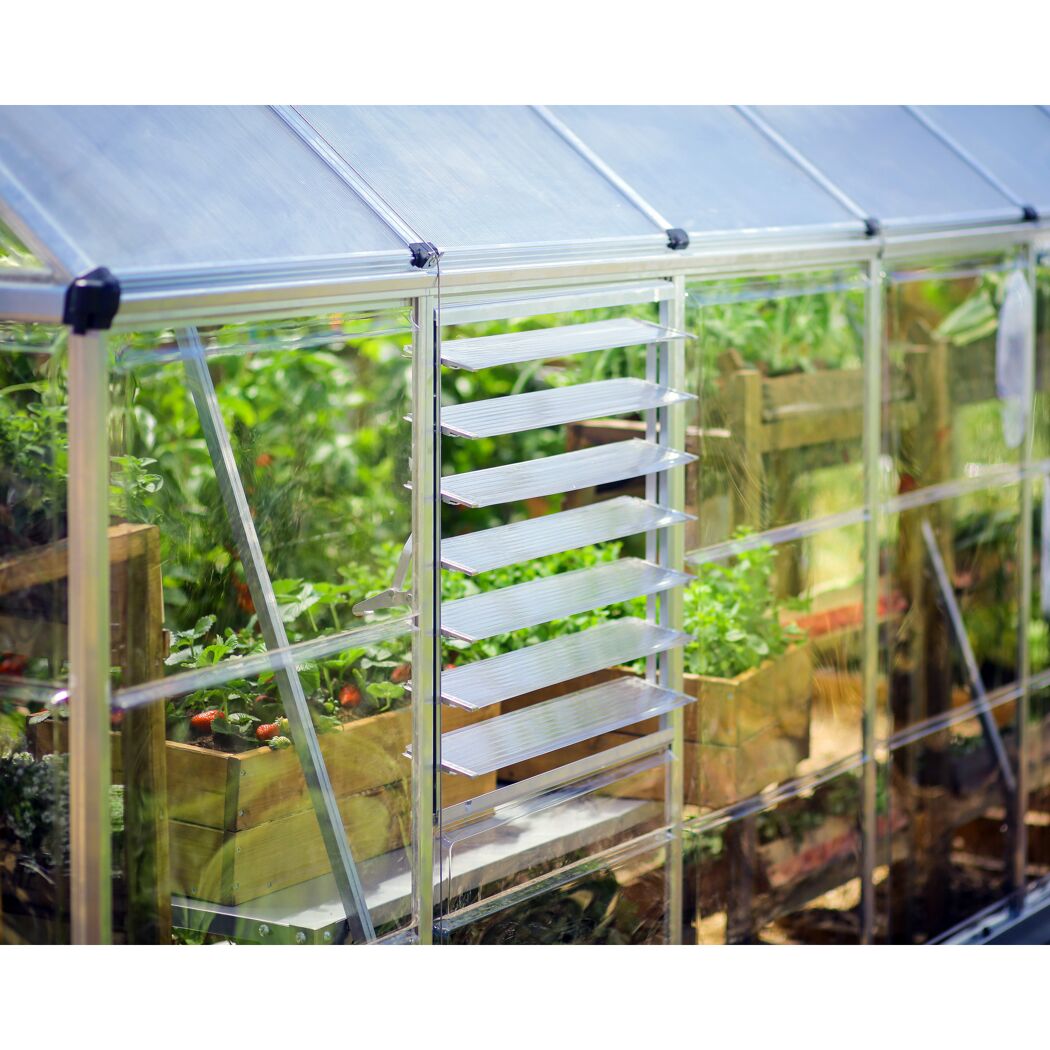 Seitliches Lamellenfenster für Gewächshaus silber 61 x 64 cm Polycarbonat