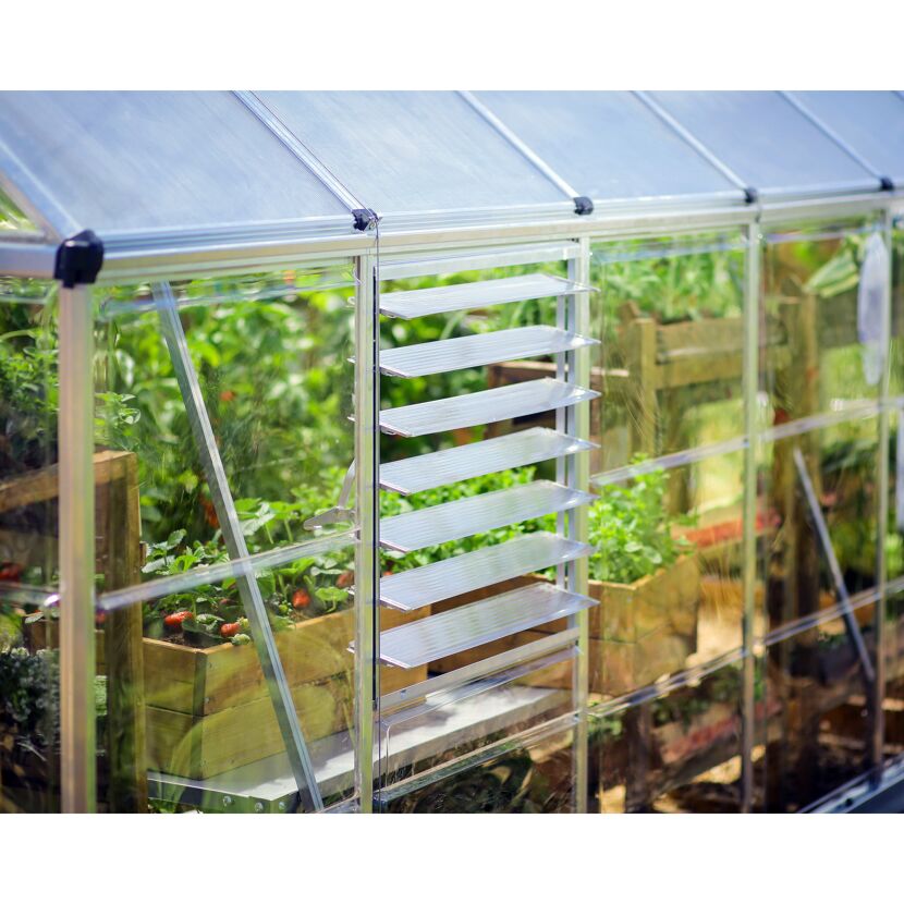 Seitliches Lamellenfenster für Gewächshaus silber 61 x 64 cm Polycarbonat