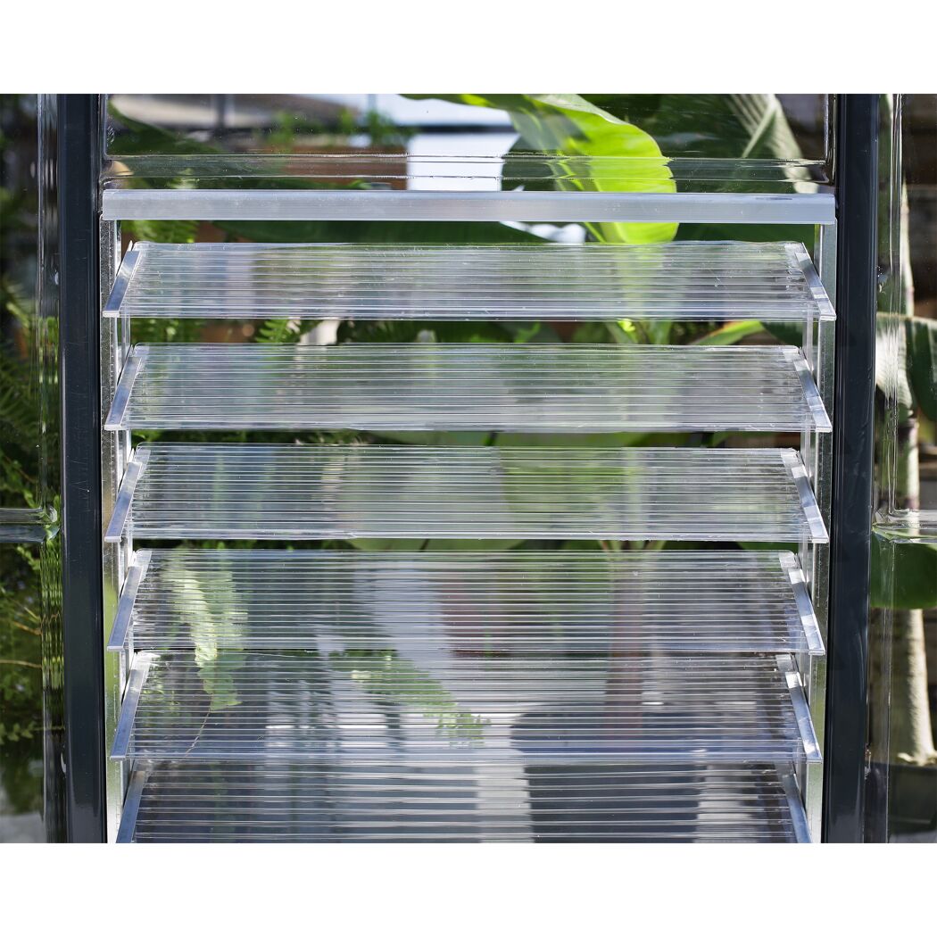 Seitliches Lamellenfenster für Gewächshaus silber 61 x 64 cm Polycarbonat