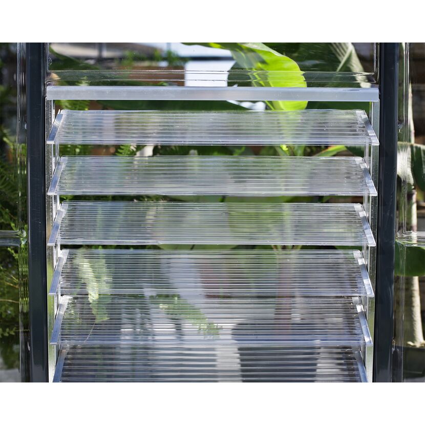 Seitliches Lamellenfenster für Gewächshaus silber 61 x 64 cm Polycarbonat