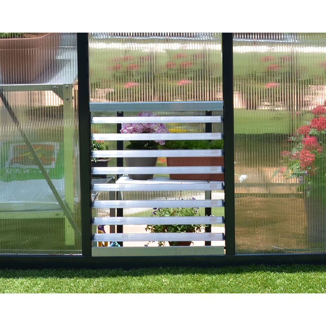 Seitliches Lamellenfenster für Gewächshaus silber 61 x 64 cm Polycarbonat
