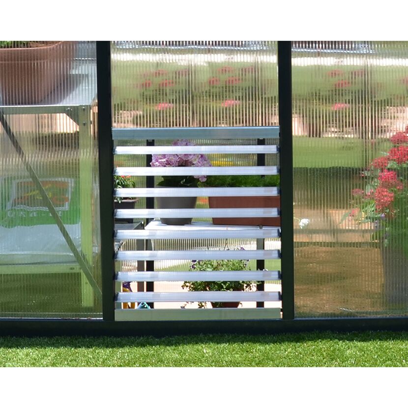 Seitliches Lamellenfenster für Gewächshaus silber 61 x 64 cm Polycarbonat