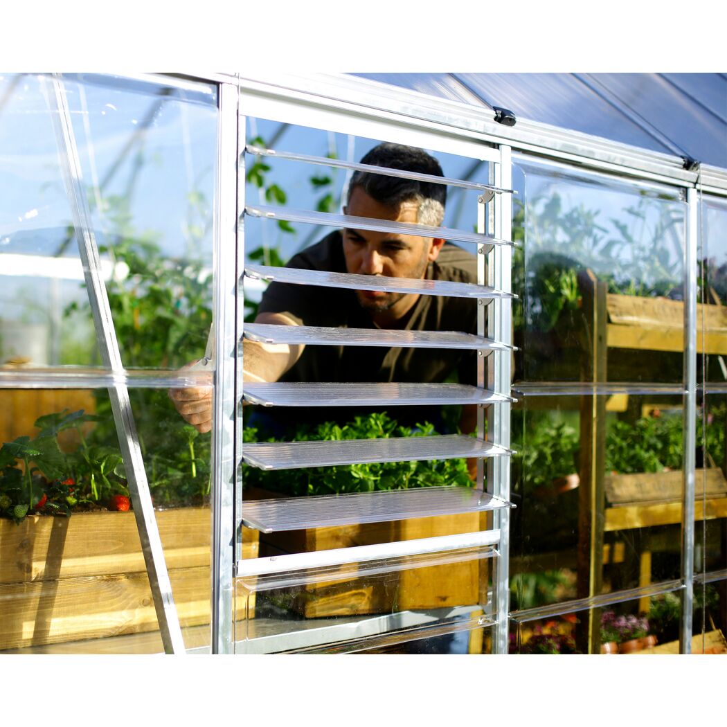 Seitliches Lamellenfenster für Gewächshaus silber 61 x 64 cm Polycarbonat