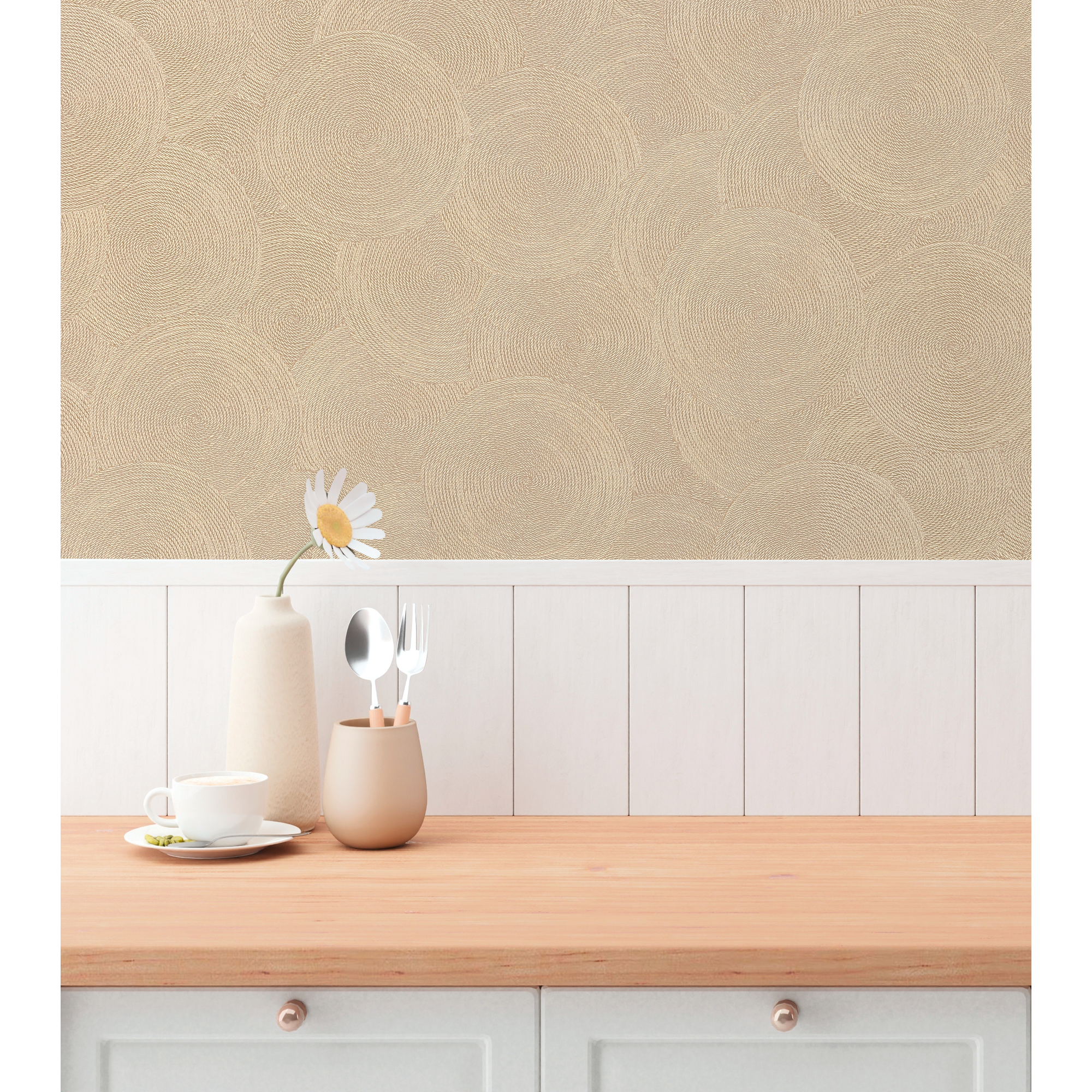 Vliestapete 'Hygge 3' Kreise gold 10,05 x 0,53 m