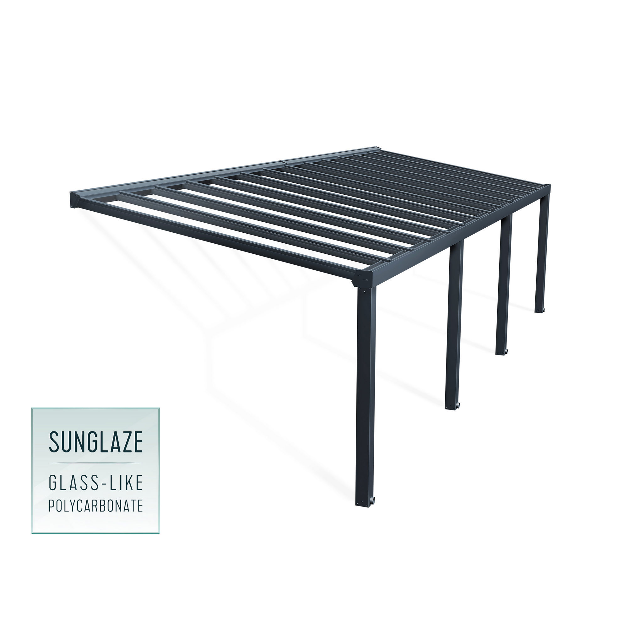 Terrassenüberdachung 'Stockholm' anthrazit  330,5 x 950 cm Polycarbonat klar