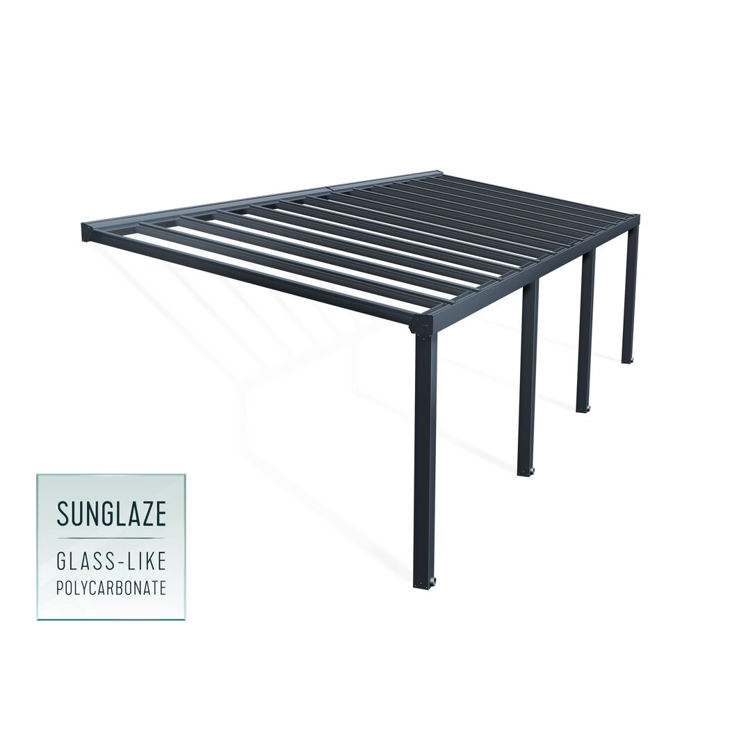 Terrassenüberdachung 'Stockholm' anthrazit  330,5 x 950 cm Polycarbonat klar