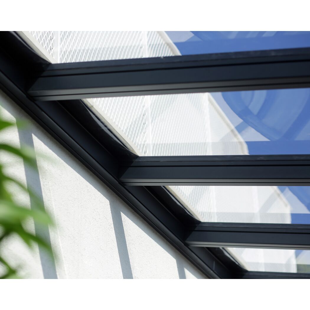 Terrassenüberdachung 'Stockholm' anthrazit  330,5 x 950 cm Polycarbonat klar