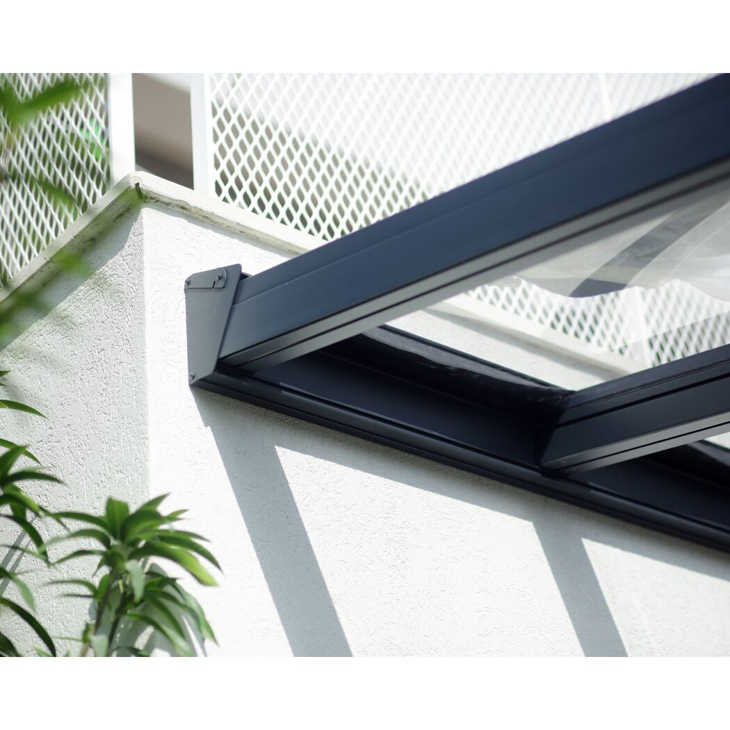 Terrassenüberdachung 'Stockholm' anthrazit  330,5 x 732 cm Polycarbonat klar
