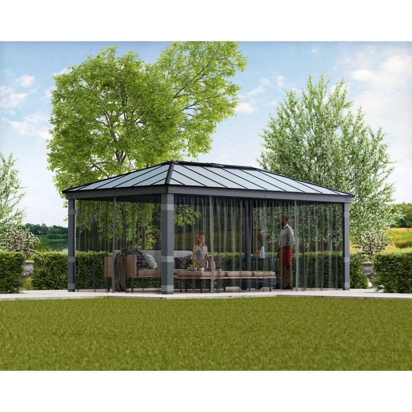 Insektenschutznetz dunkelgrau für Pavillon Dallas 3,6 x 6 m