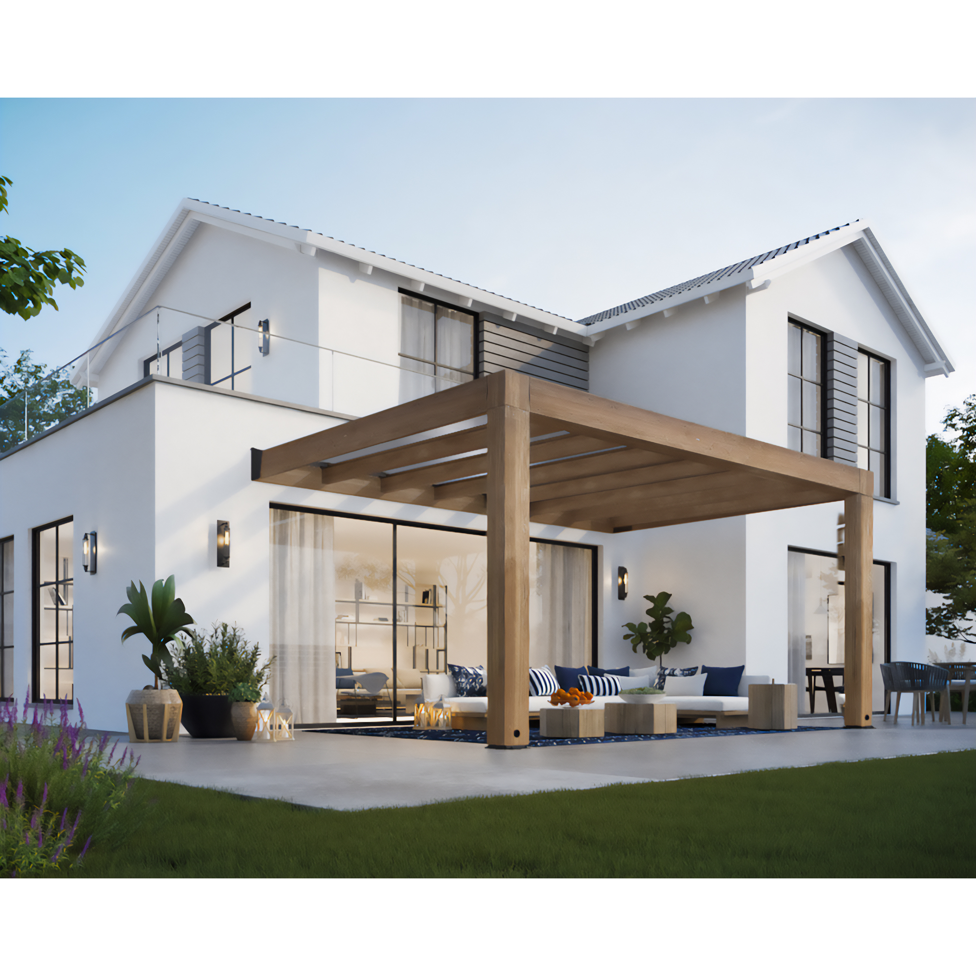 Terrassenüberdachung 'Helsinki' Zedernholz 535 x 300 cm Polycarbonat grau