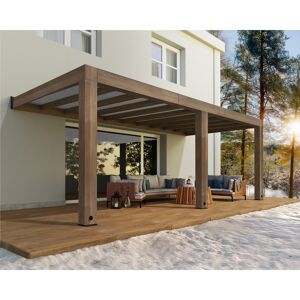 Terrassenüberdachung 'Helsinki' Zedernholz 665 x 300 cm Polycarbonat grau