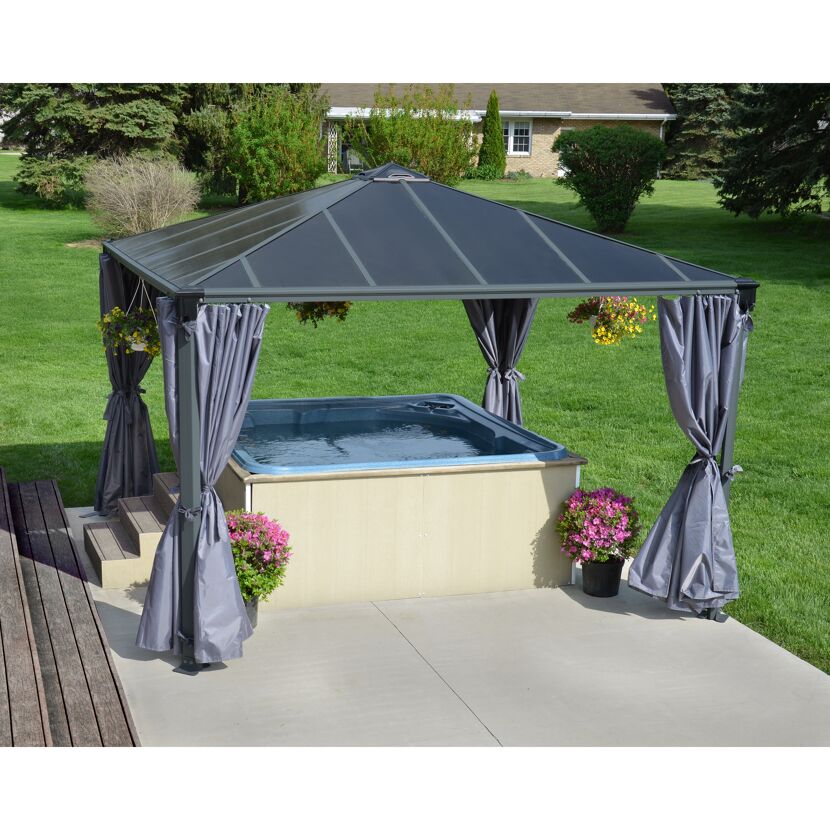Vorhang-Set dunkelgrau für Pavillon Milano 3 x 4 m/Martinique 3,6 x 5 m