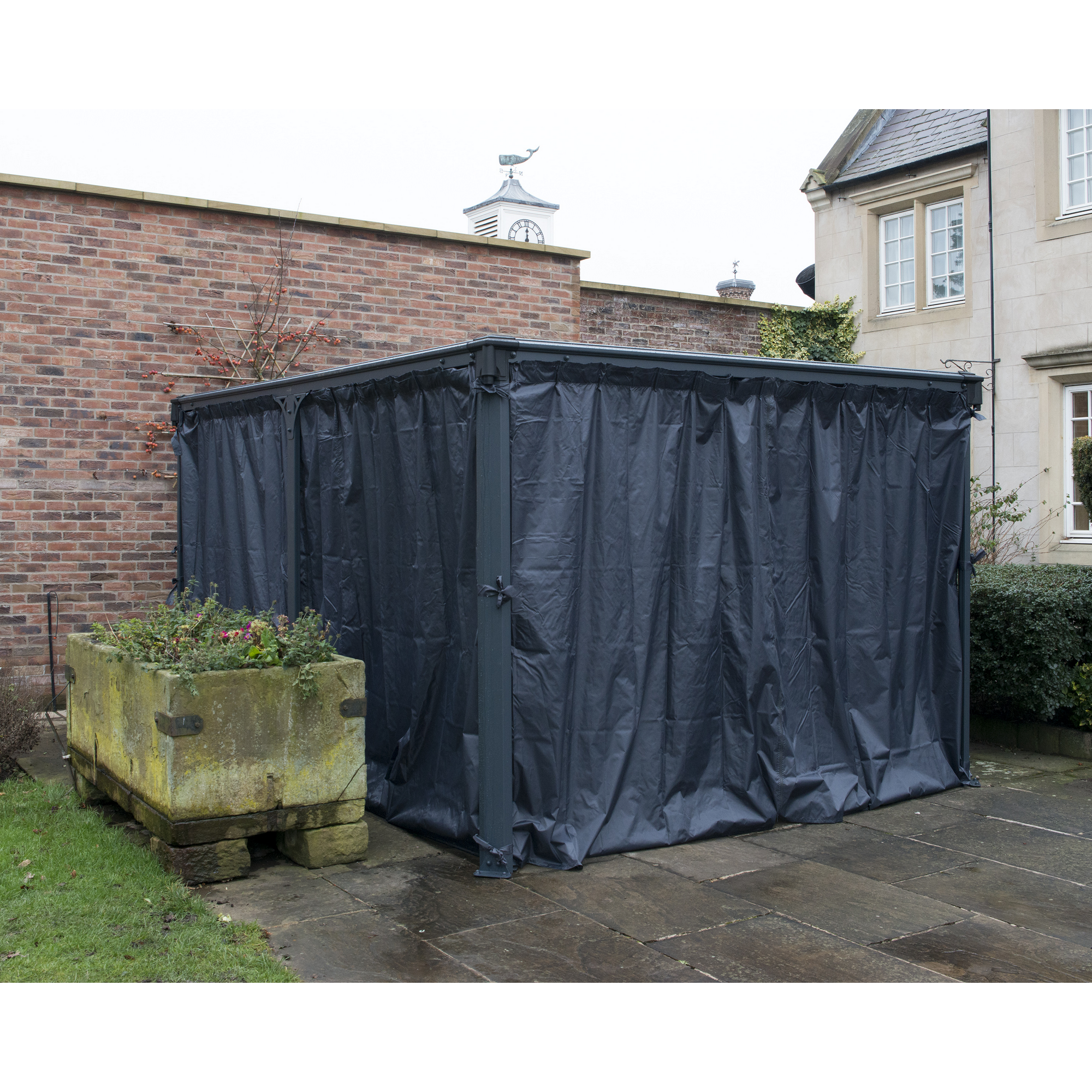 Vorhang-Set dunkelgrau für Pavillon Milano 3 x 4 m/Martinique 3,6 x 5 m