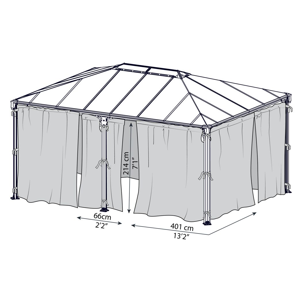 Vorhang-Set dunkelgrau für Pavillon Milano 3 x 4 m/Martinique 3,6 x 5 m