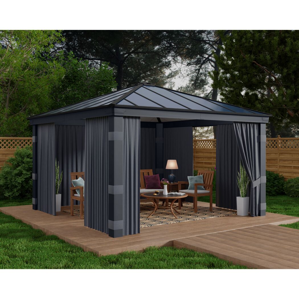 Vorhang-Set dunkelgrau für Pavillon Dallas 4,2 x 4,2 m