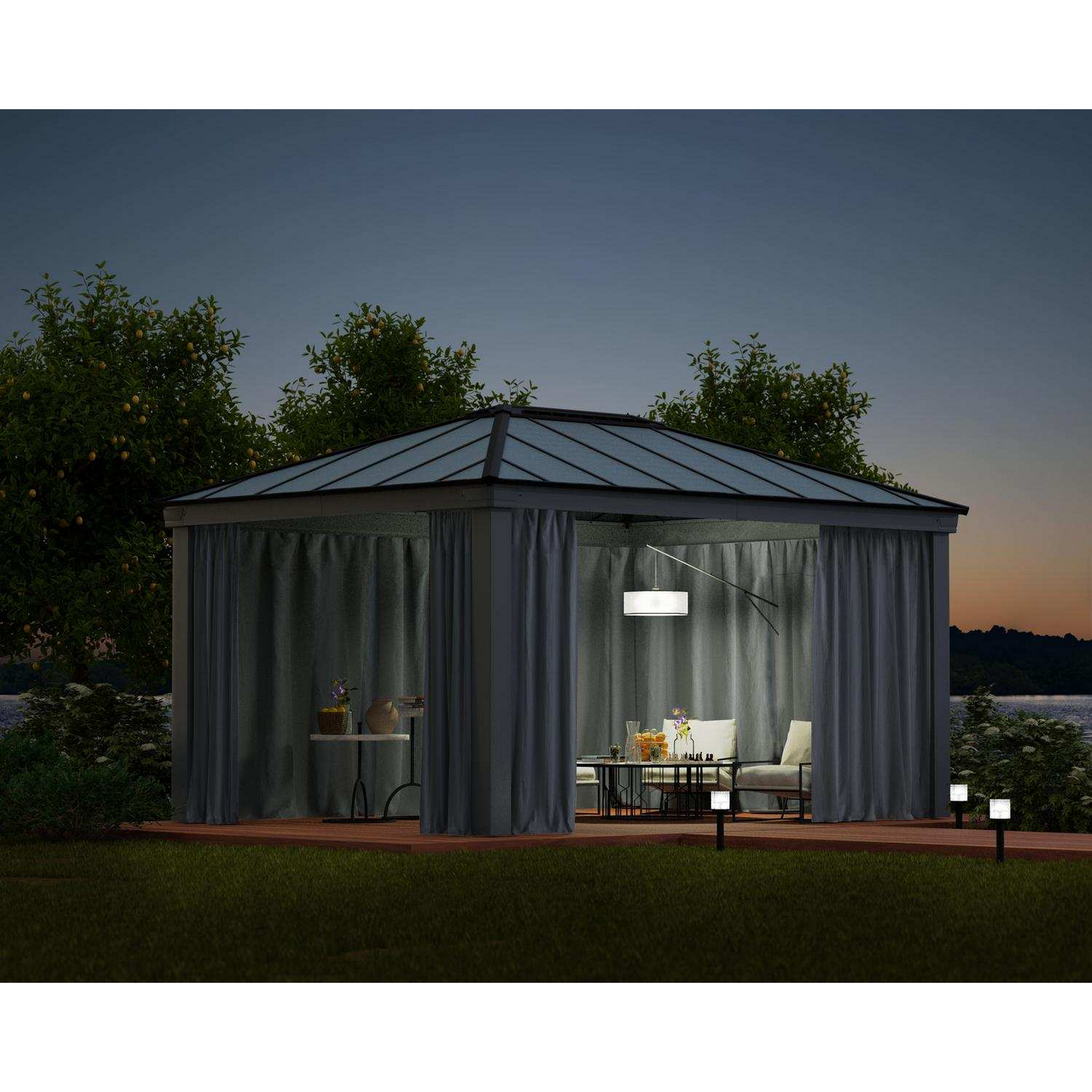 Vorhang-Set dunkelgrau für Pavillon Dallas 4,2 x 4,2 m