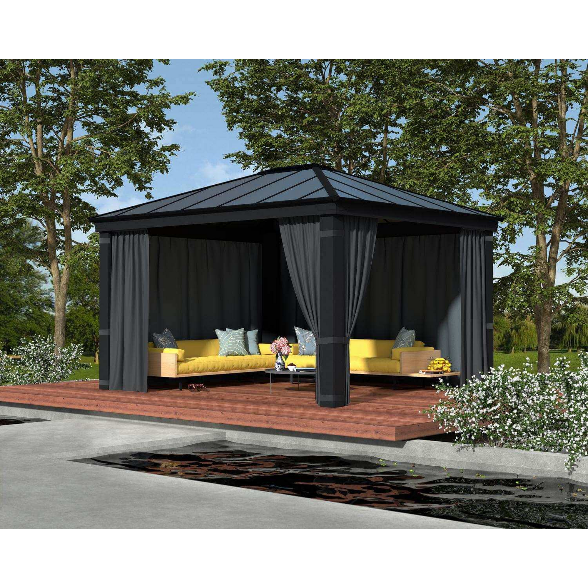 Vorhang-Set dunkelgrau für Pavillon Dallas 4,2 x 4,2 m
