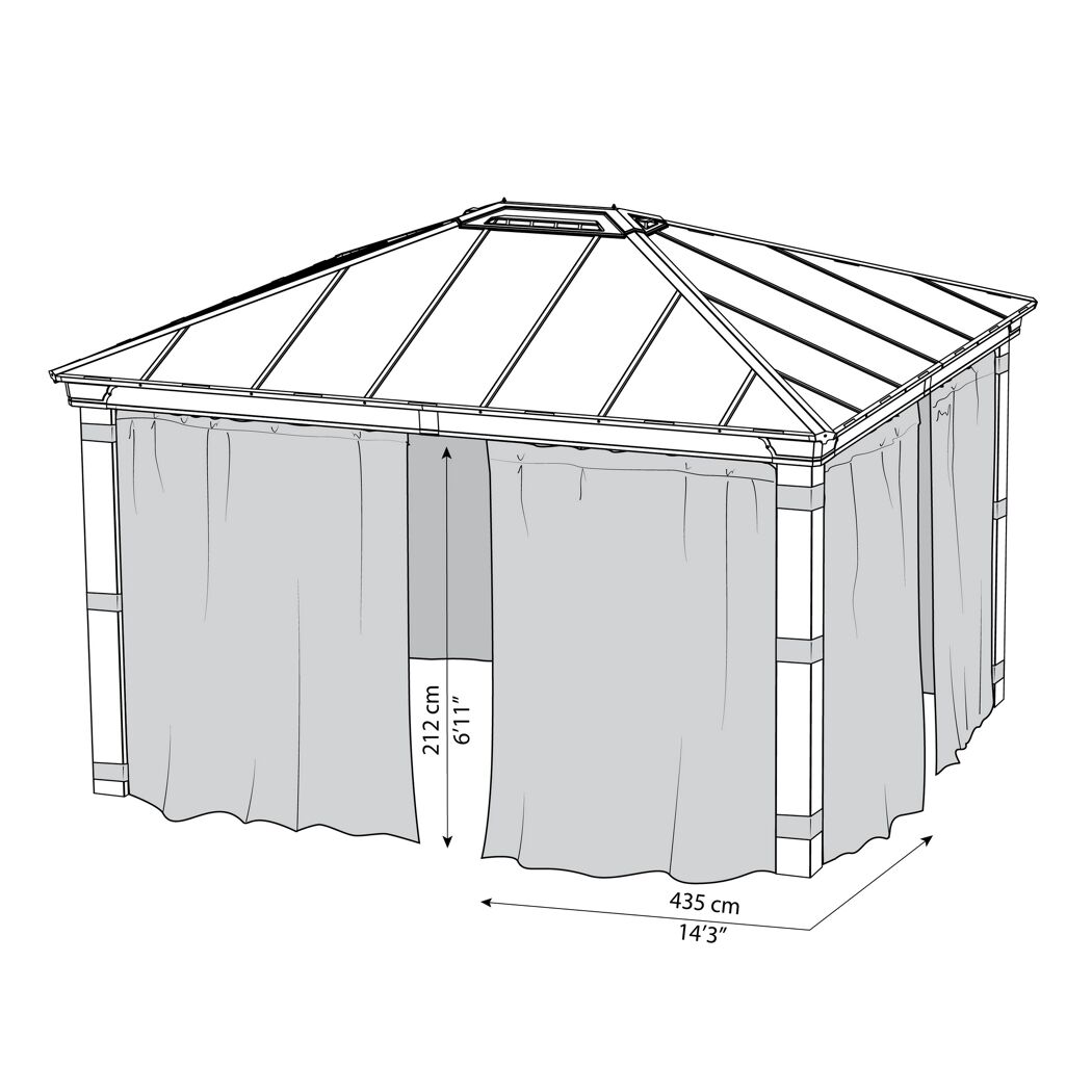 Vorhang-Set dunkelgrau für Pavillon Dallas 4,2 x 4,2 m