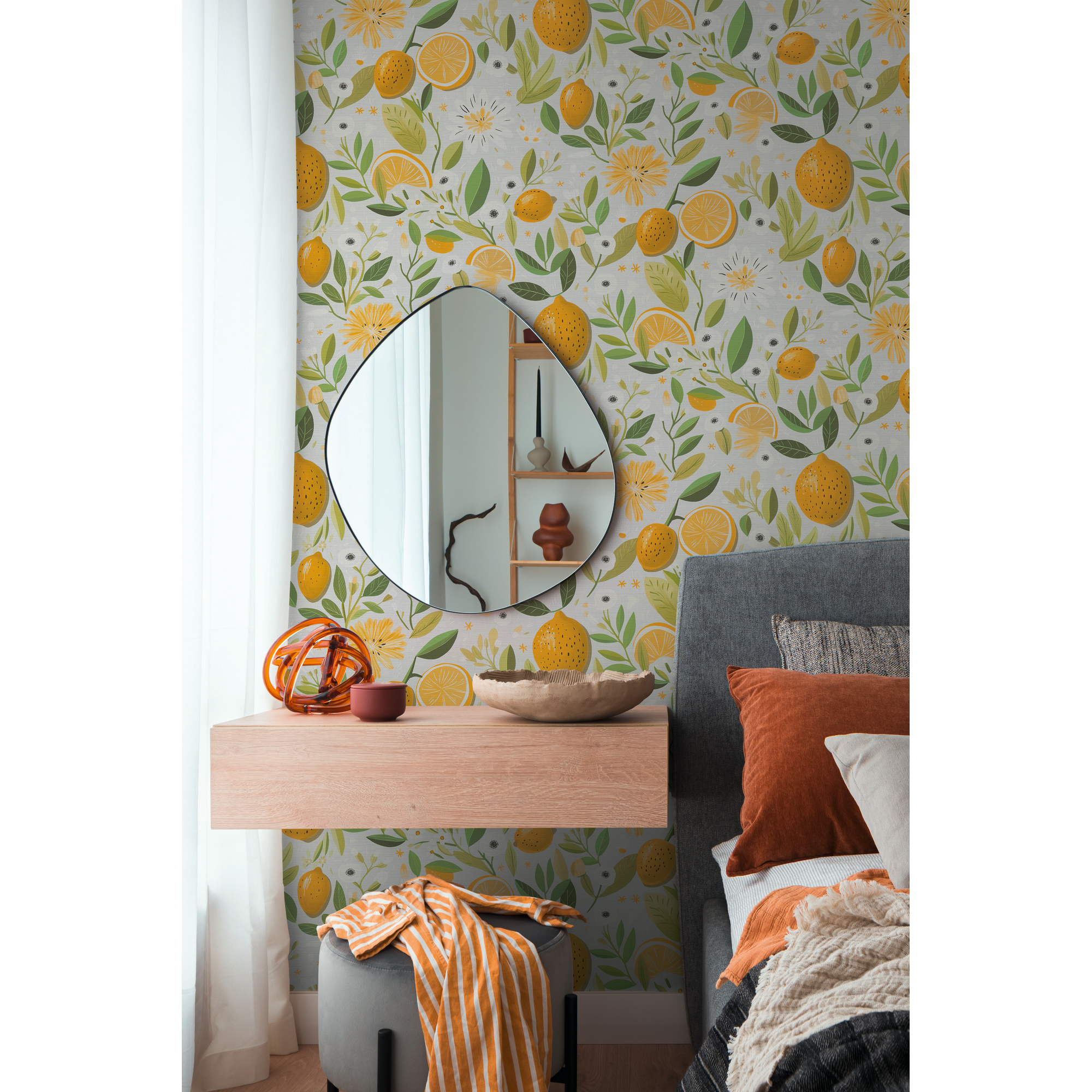 Vliestapete 'Pintwalls 3' Zitrone grau/gelb 10,05 x 0,53 m