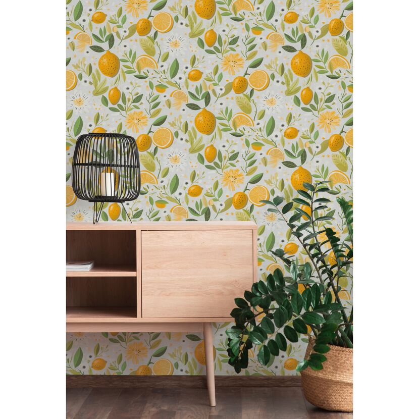 Vliestapete 'Pintwalls 3' Zitrone grau/gelb 10,05 x 0,53 m
