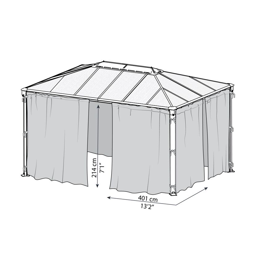 Vorhang-Set dunkelgrau für Pavillon Martinique 3 x 4 m