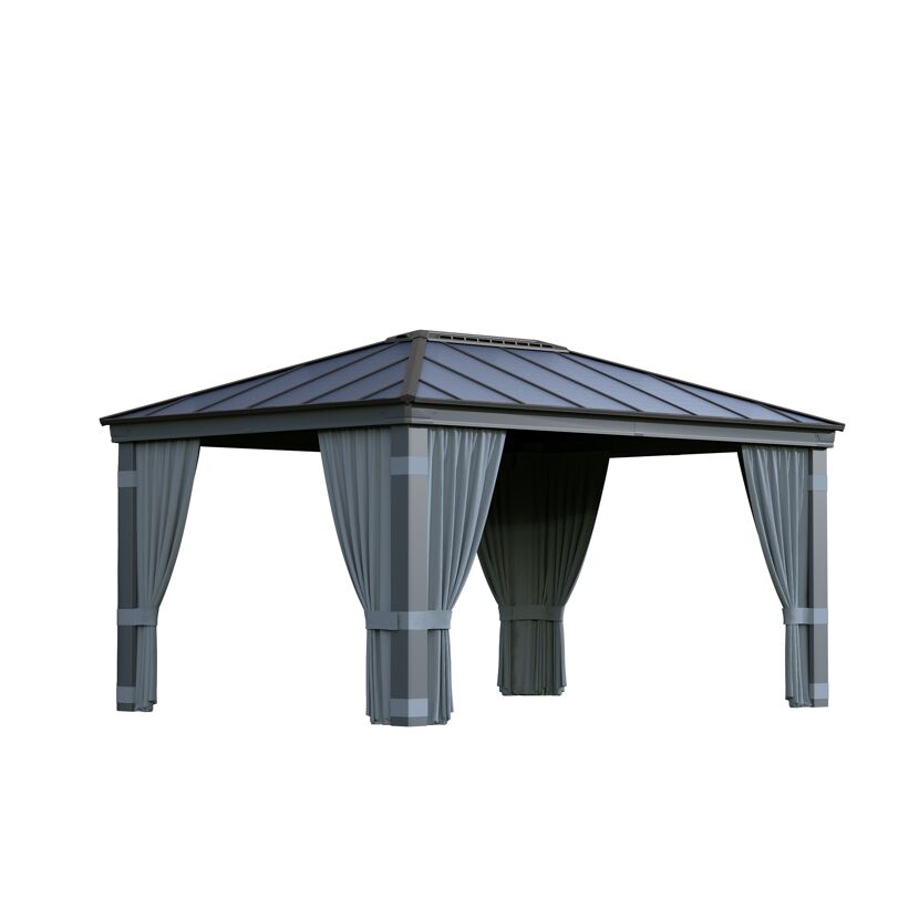Vorhang-Set dunkelgrau für Pavillon Dallas 3,6 x 5 m