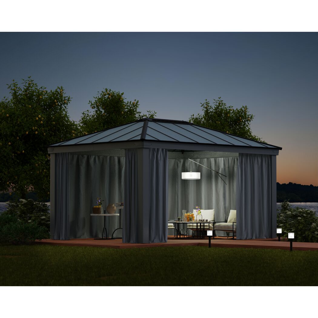Vorhang-Set dunkelgrau für Pavillon Dallas 3,6 x 5 m