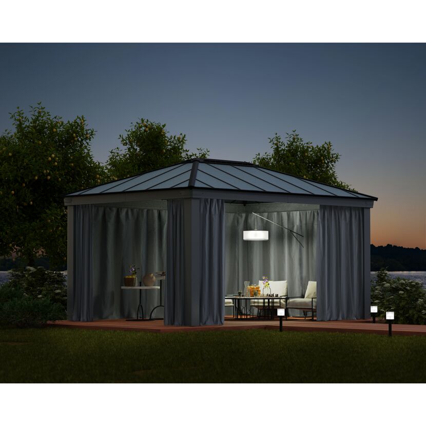 Vorhang-Set dunkelgrau für Pavillon Dallas 3,6 x 5 m