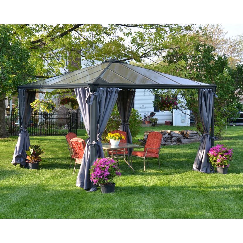 Vorhang-Set dunkelgrau für Pavillon Palermo 4,3 x 4,3 m