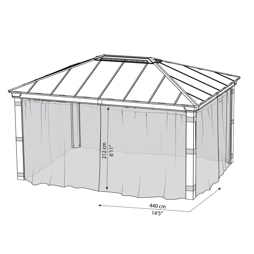 Insektenschutznetz dunkelgrau für Pavillon Dallas 3,6 x 5 m