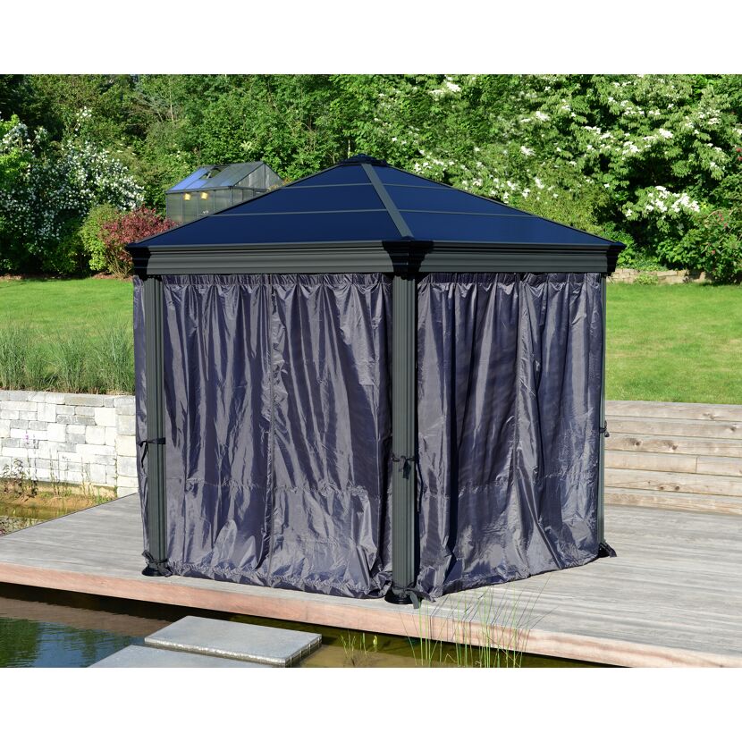 Vorhang-Set dunkelgrau für Pavillon Monaco/Roma 3,7 x 2,2 m