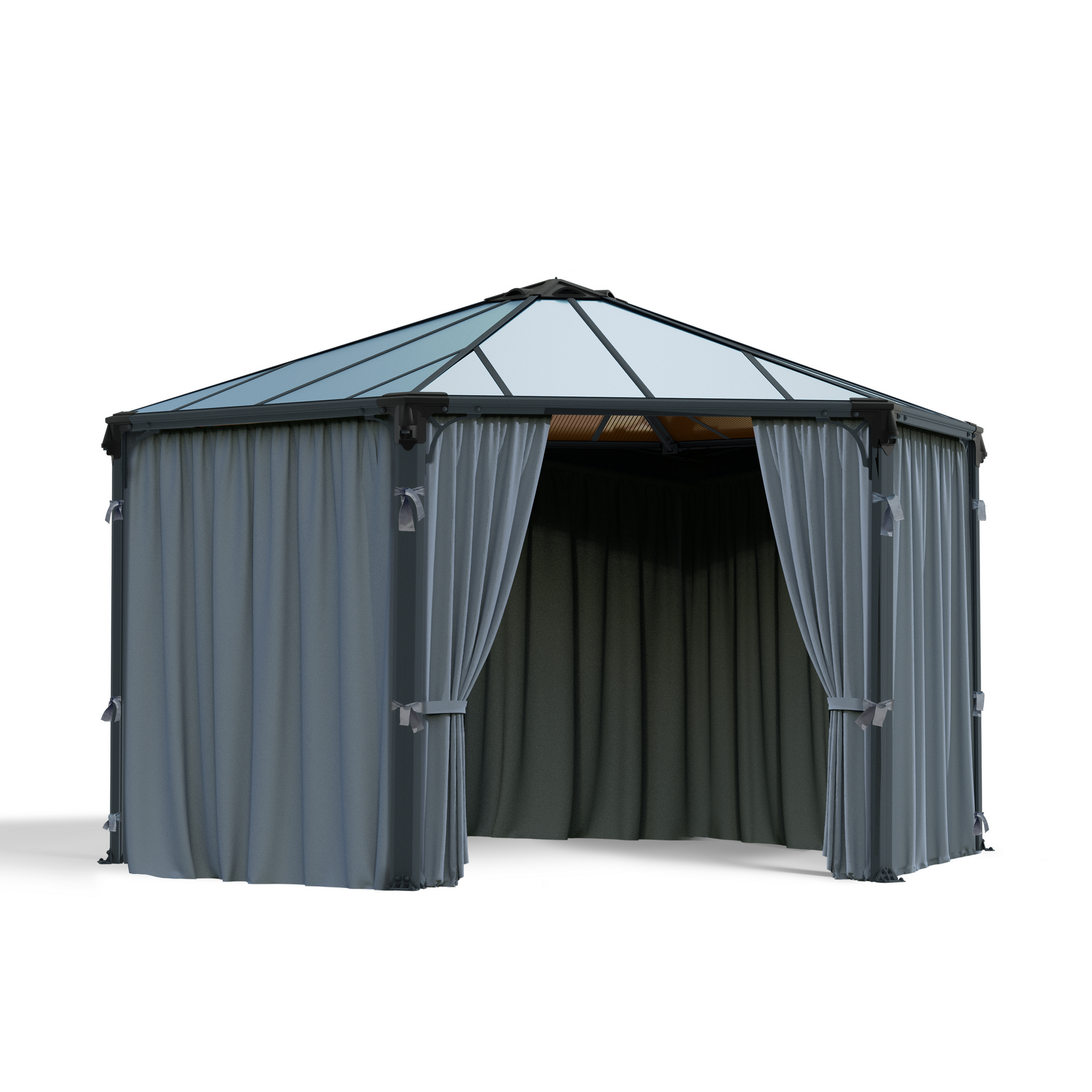 Vorhang-Set dunkelgrau für Pavillon Monaco/Roma 3,7 x 2,2 m