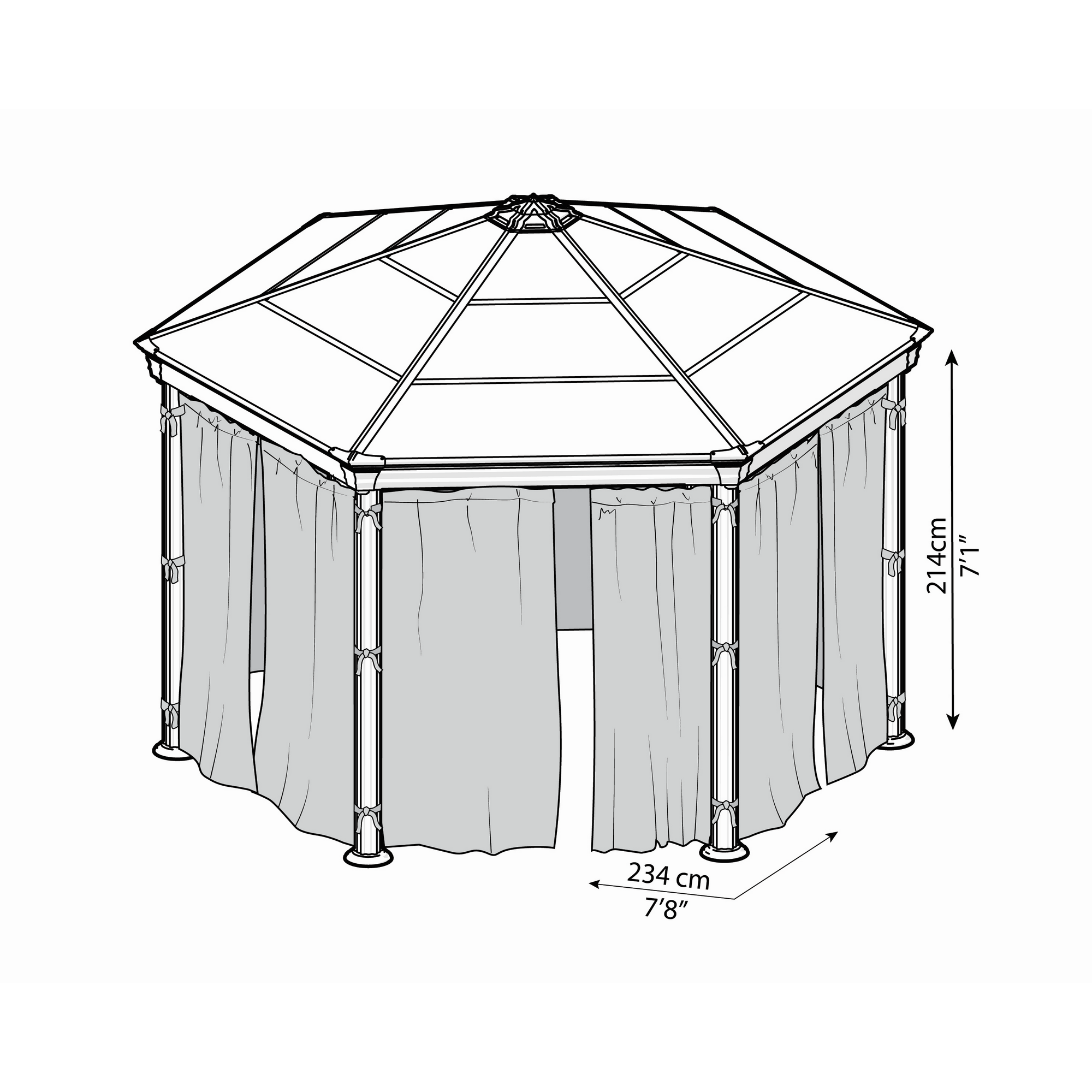 Vorhang-Set dunkelgrau für Pavillon Monaco/Roma 3,7 x 2,2 m