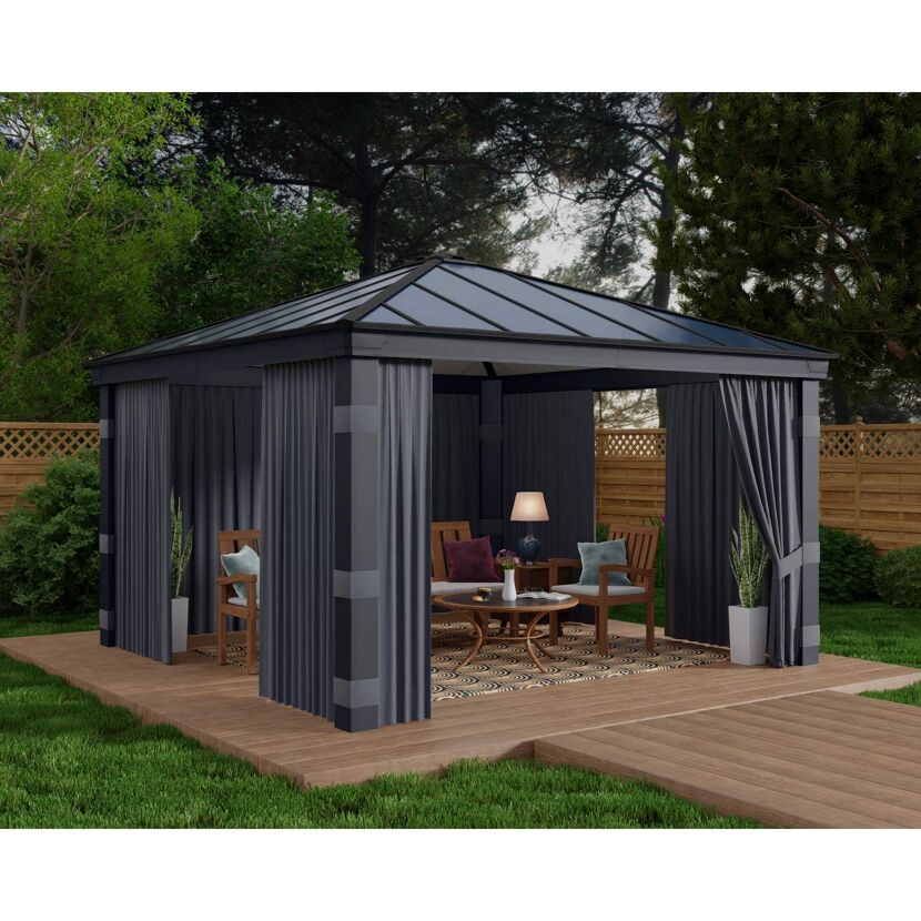 Vorhang-Set dunkelgrau für Pavillon Dallas 3,6 x 4,3 m