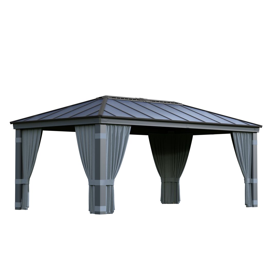 Vorhang-Set dunkelgrau für Pavillon Dallas 3,6 x 6 m