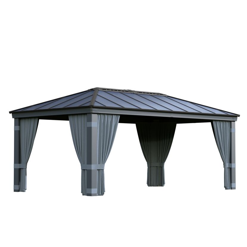 Vorhang-Set dunkelgrau für Pavillon Dallas 3,6 x 6 m