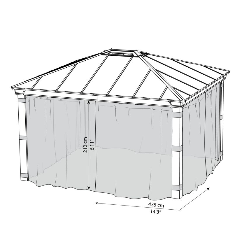 Insektenschutznetz dunkelgrau für Pavillon Dallas 4,2 x 4,2 m