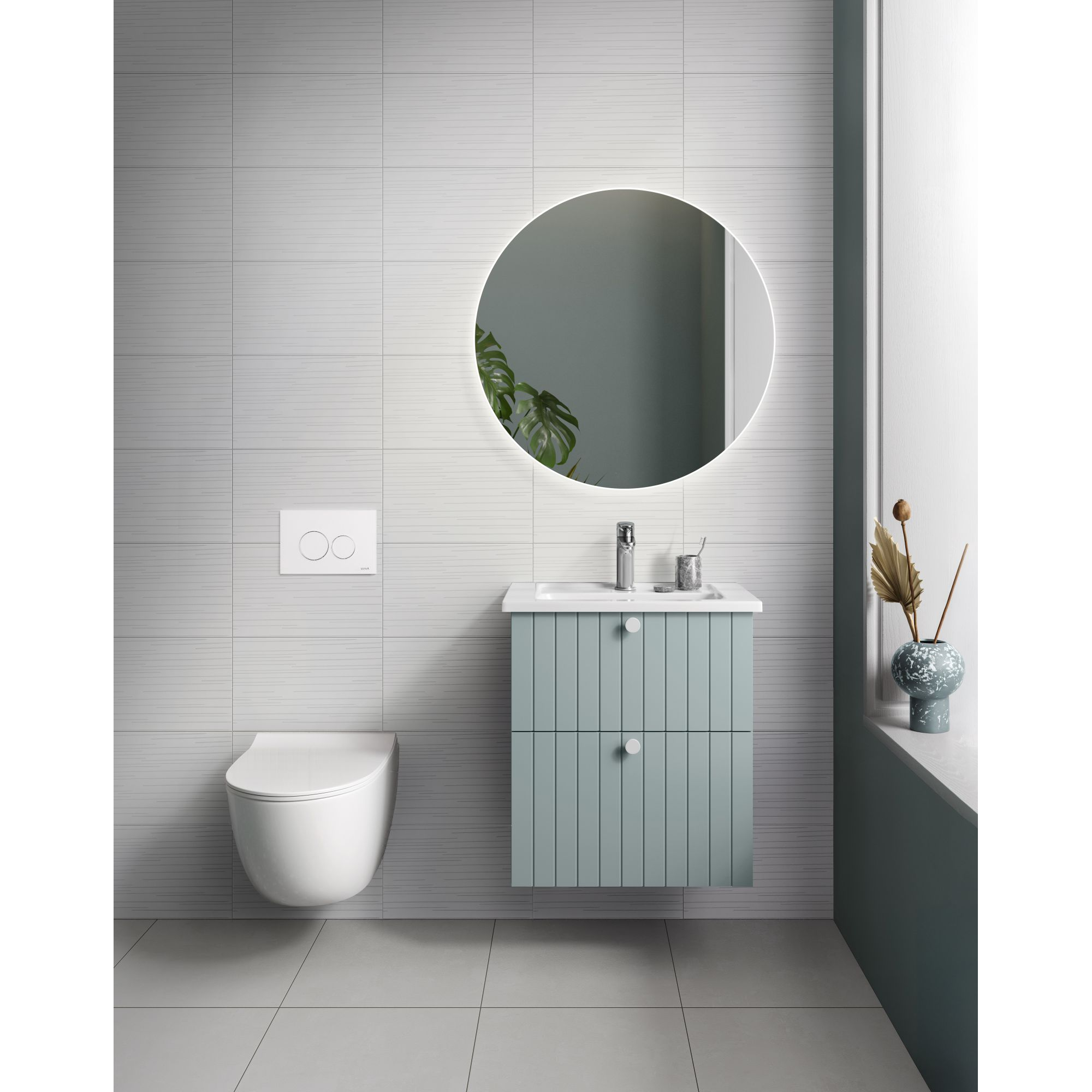 Wandfliese 'Smart Line' Steingut weiß matt 30 x 60 cm