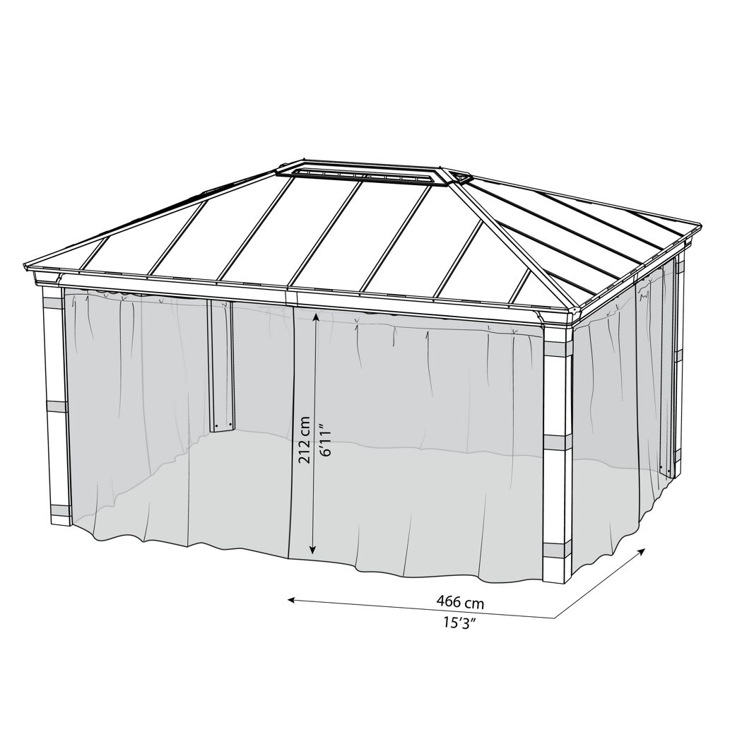 Insektenschutznetz dunkelgrau für Pavillon Dallas 4,9 x 4,2 m