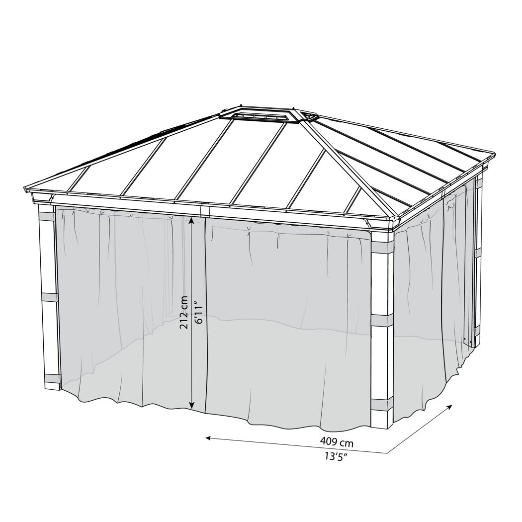 Insektenschutznetz dunkelgrau für Pavillon Dallas 3,6 x 4,3 m